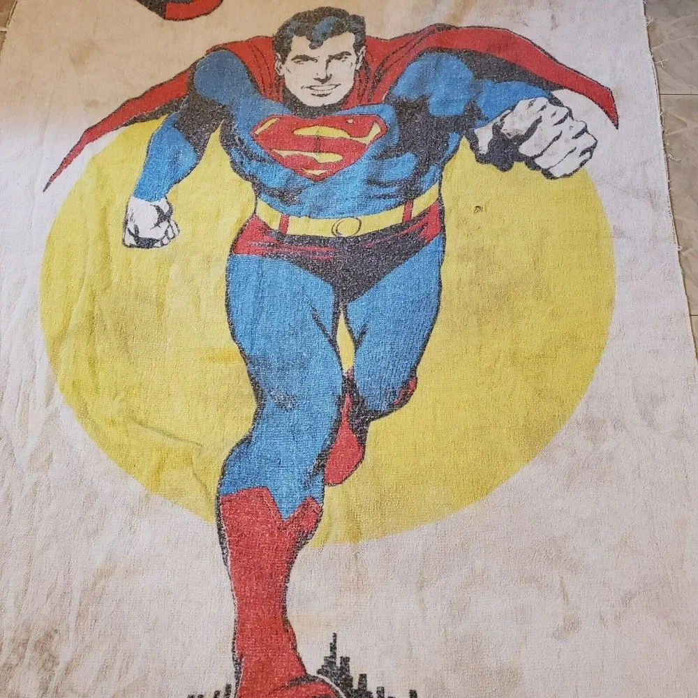 Vintage 1978 Superman Beach Towel‎ 59 X 34 (Stained)